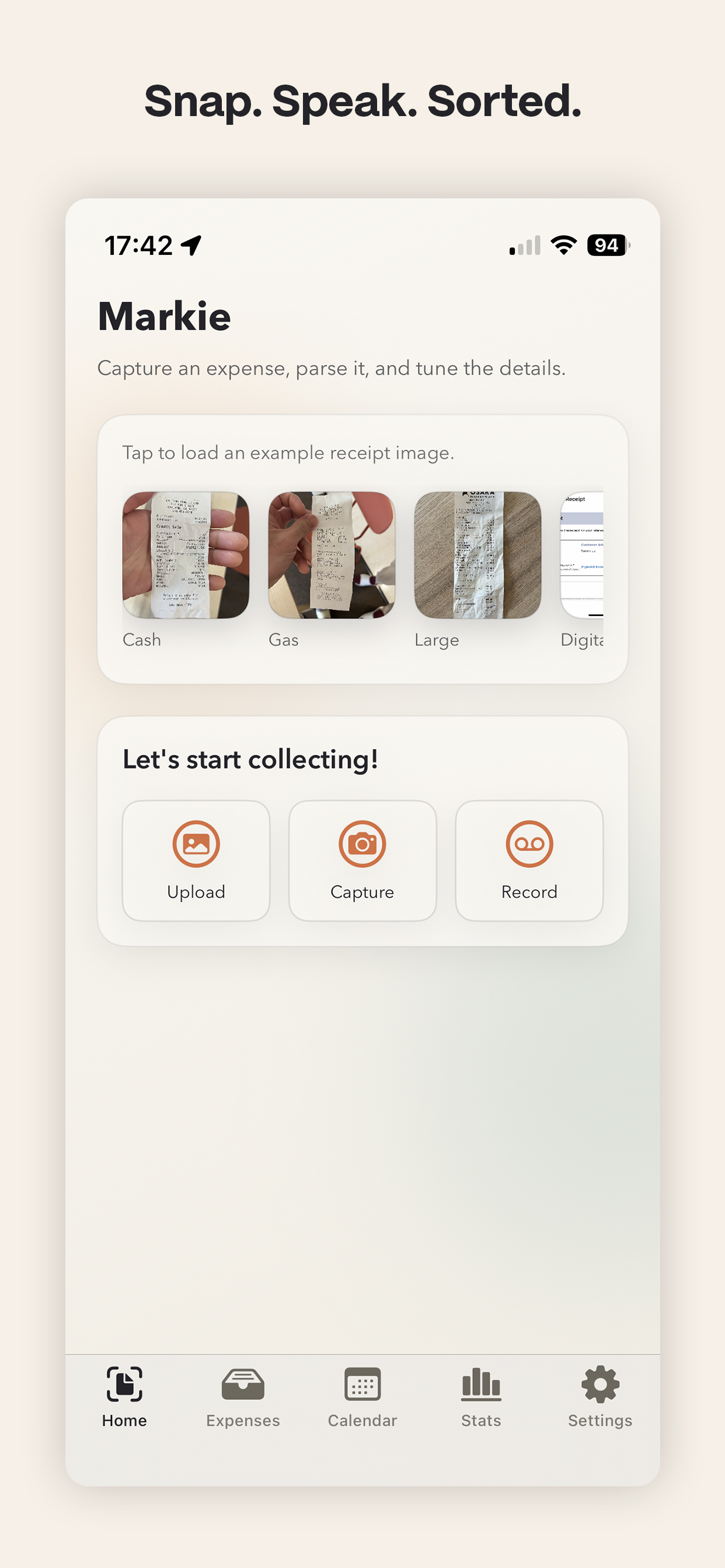 Receipt capture interface