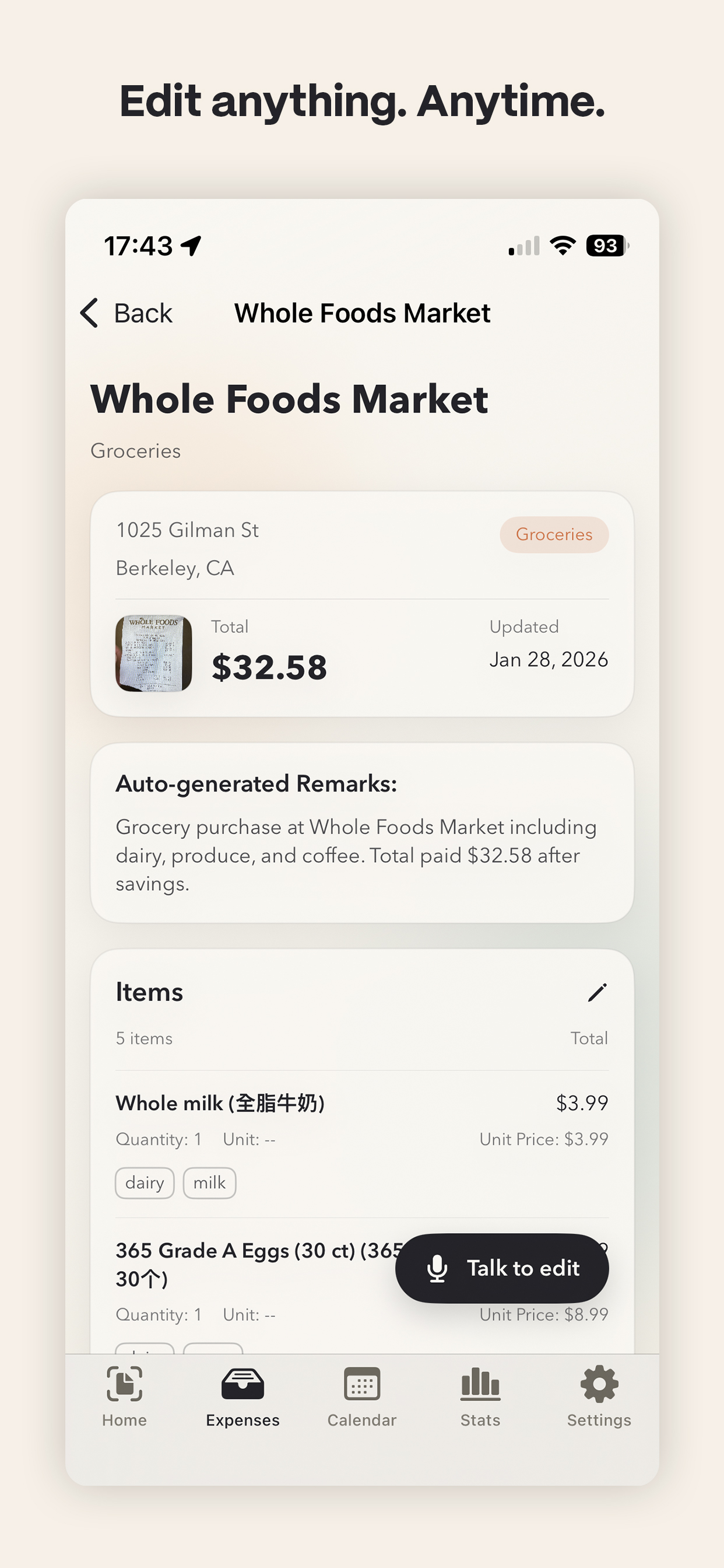 Weekly stats & AI summary